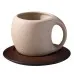 Stoneware Solid Wood Coaster Latte American Coffee Ceramic Stoneware Solid Wood Coaster Latte American Coffee Ceramic