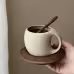 Stoneware Solid Wood Coaster Latte American Coffee Ceramic Stoneware Solid Wood Coaster Latte American Coffee Ceramic