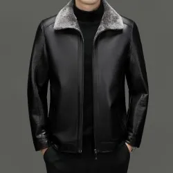 Middle-aged Plus Suede Winter One-piece Fur Men's Sheep Lapel Polo Coat Middle-aged Plus Suede Winter One-piece Fur Men's Sheep Lapel Polo Coat