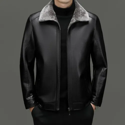 Middle-aged Plus Suede Winter One-piece Fur Men's Sheep Lapel Polo Coat