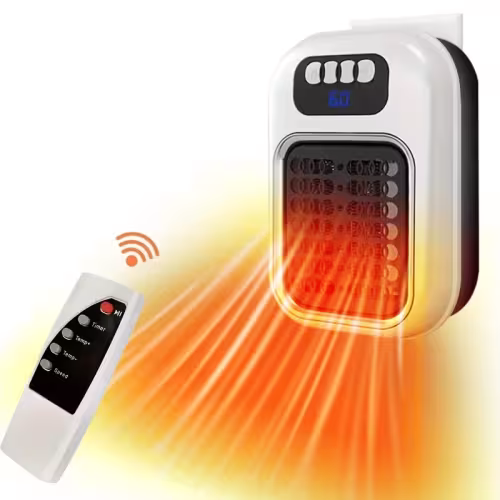 Wall Mounted Portable Small Electric Heater With Remote Control, Adjustable Silent Thermostat Suitable For Winter Home Offices Bathroom