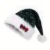 Christmas Hat With Red Sequins And Bow Design Warm Plush Decorative Hat, Christmas Enlarged And Thickened Long Haired Hat