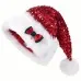 Christmas Hat With Red Sequins And Bow Design Warm Plush Decorative Hat, Christmas Enlarged And Thickened Long Haired Hat Christmas Hat With Red Sequins And Bow Design Warm Plush Decorative Hat, Christmas Enlarged And Thickened Long Haired Hat