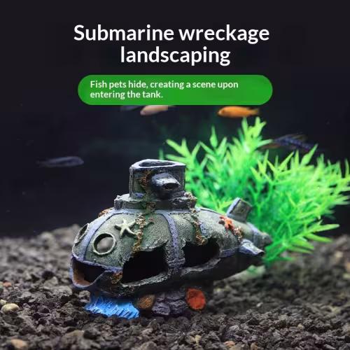 Pirate Ship Aquarium Landscape Fish Tank Decorative Ship Hideout Ornament Hollow Resin Ship Wreck