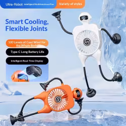 Robot Fan USB Rechargeable Desk Fan Mini Digital Display Table Fan With Suction Cup Portable Cooling Office Car Travel Robot Fan USB Rechargeable Desk Fan Mini Digital Display Table Fan With Suction Cup Portable Cooling Office Car Travel