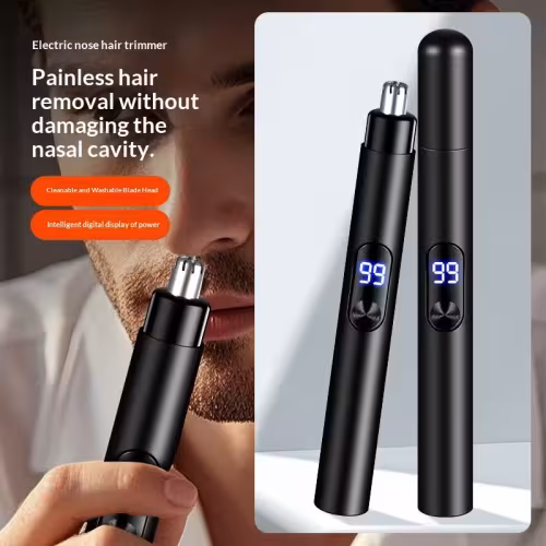 Rechargeable Electric Nose Hair Trimmer for Men - Portable Grooming Tool with Precision Blades