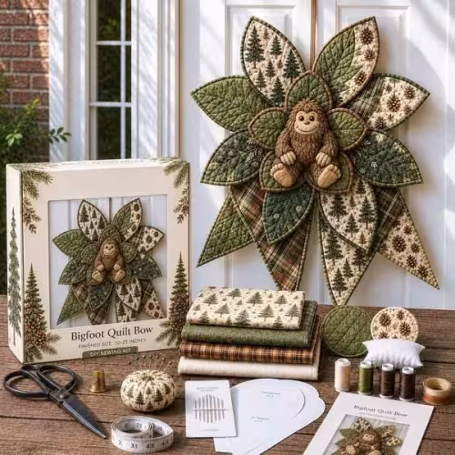 DIY Oversized Quilted Bow Sewing Kit Fabric Craft Set With Large Bow Pattern For Handmade Projects