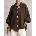 Button-down Cardigan Women's Fall Winter Lapel Button Knitted Jacket Long Sleeve Loose Fit Sweater Outerwear