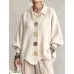 Button-down Cardigan Women's Fall Winter Lapel Button Knitted Jacket Long Sleeve Loose Fit Sweater Outerwear