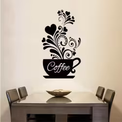 Flower Cane Coffee Cup Kitchen Creative Wall Sticker Flower Cane Coffee Cup Kitchen Creative Wall Sticker