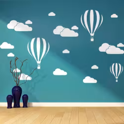 Hot air balloon white cloud wall stickers Hot air balloon white cloud wall stickers
