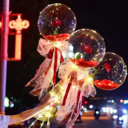 LED Luminous Balloon Rose Bouquet Transparent Bobo Ball Rose LED Luminous Balloon Rose Bouquet Transparent Bobo Ball Rose