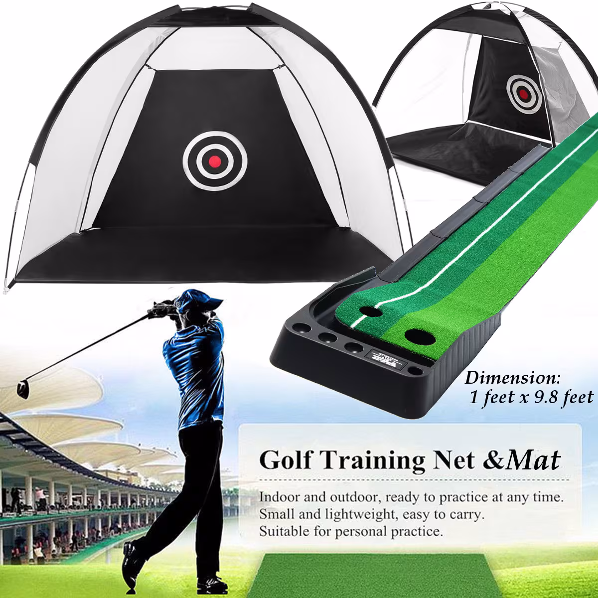 Golf Practice Net Tent Golf Hitting Cage Garden Grassland Practice Tent Golf Training Equipment Mesh Outdoor
