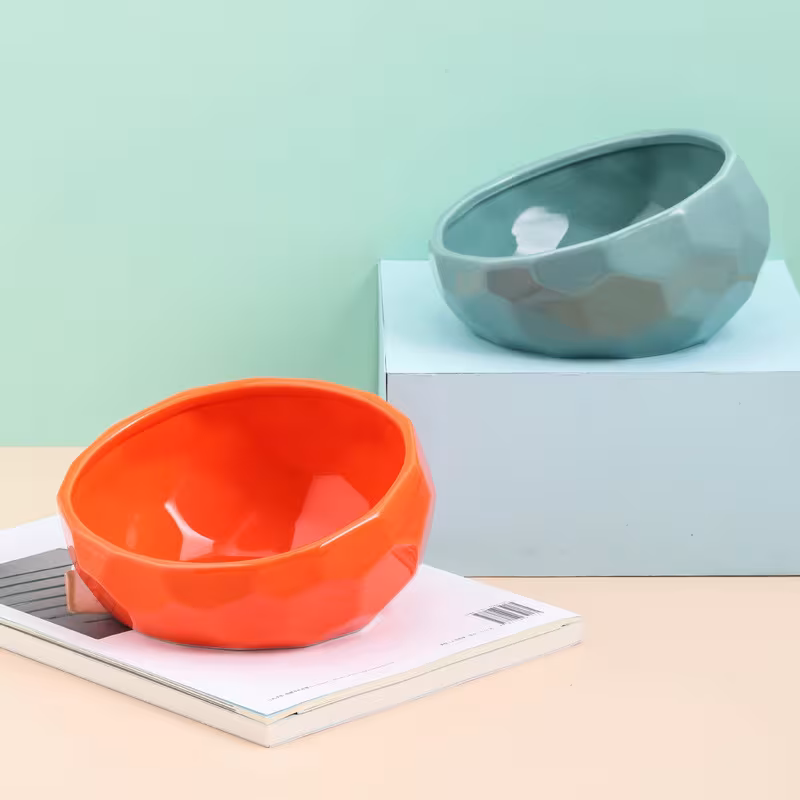 Pet Supplies Bowl Ceramic Cat Bowl Dog Bowl Oblique Mouth