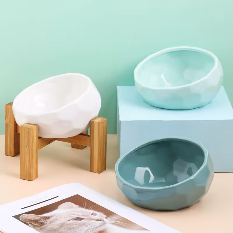 Pet Supplies Bowl Ceramic Cat Bowl Dog Bowl Oblique Mouth