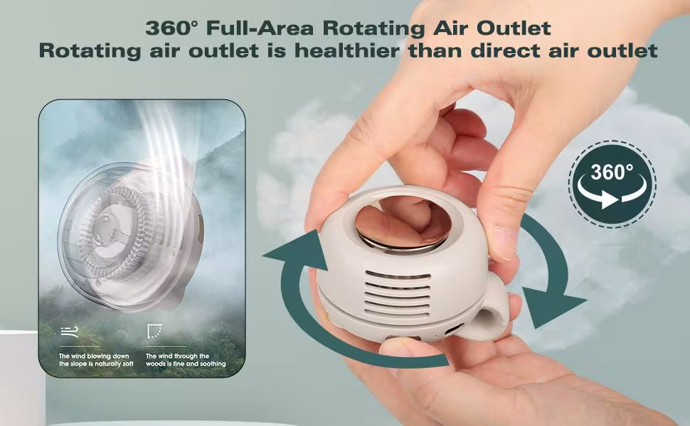 Mini Clip Fan Hanging Waist Neck Fan Girl Electric Air Cooling Fan 900mah USB Leafless Fan 3 Speeds For Outdoor Camping Fishing