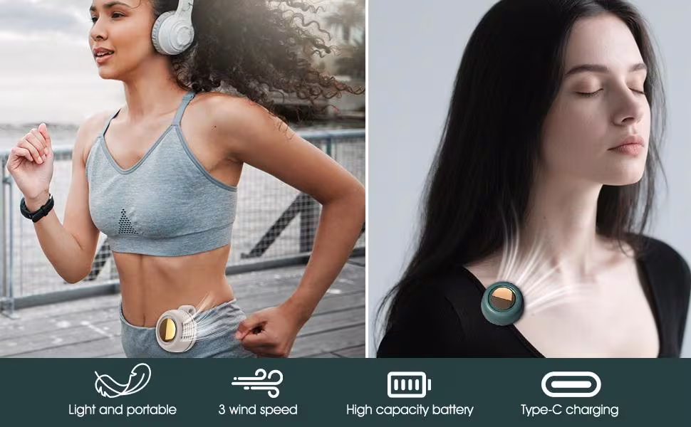 Mini Clip Fan Hanging Waist Neck Fan Girl Electric Air Cooling Fan 900mah USB Leafless Fan 3 Speeds For Outdoor Camping Fishing