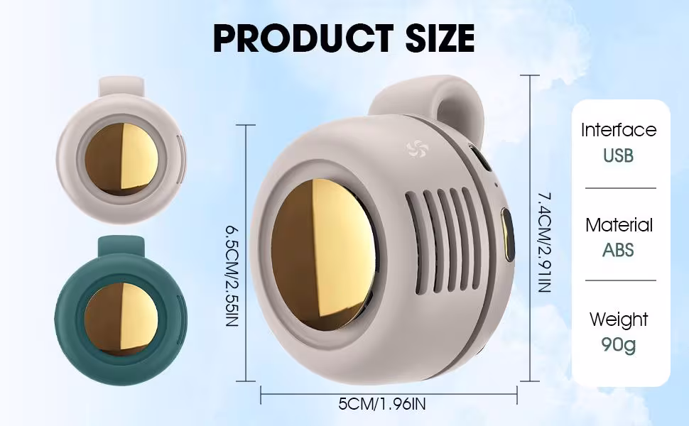 Mini Clip Fan Hanging Waist Neck Fan Girl Electric Air Cooling Fan 900mah USB Leafless Fan 3 Speeds For Outdoor Camping Fishing