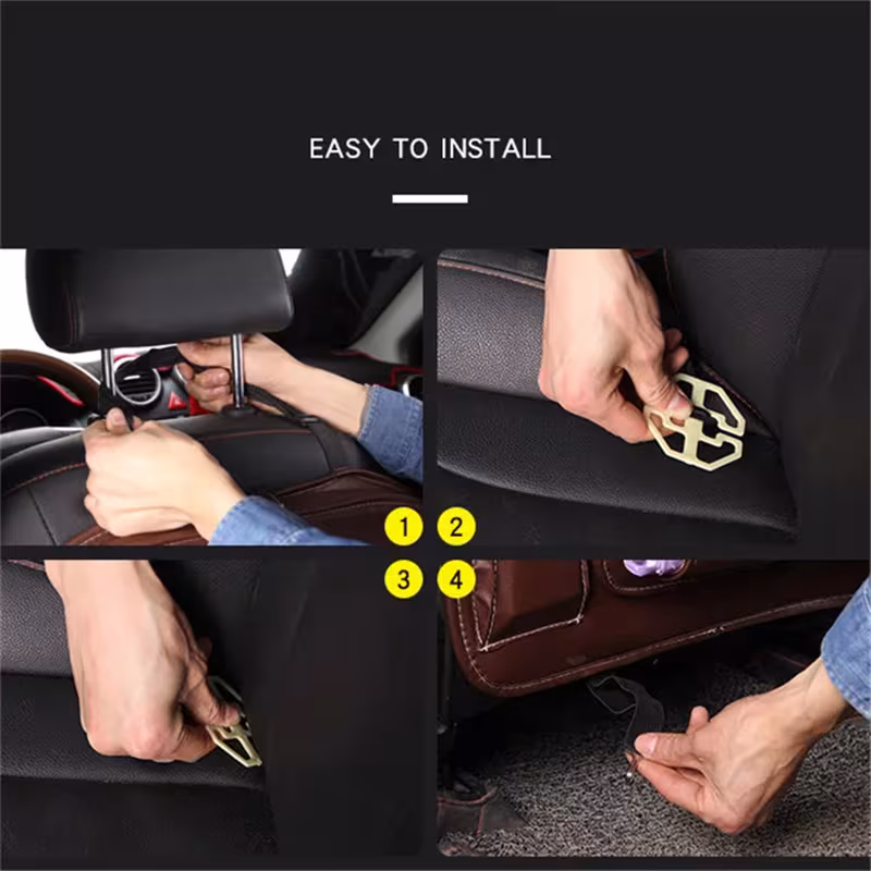 PU Leather Car Storage Bag Multifunction Seat Back Tray Hanging Bag Waterproof Car Organizer Automotive Interior Accessories