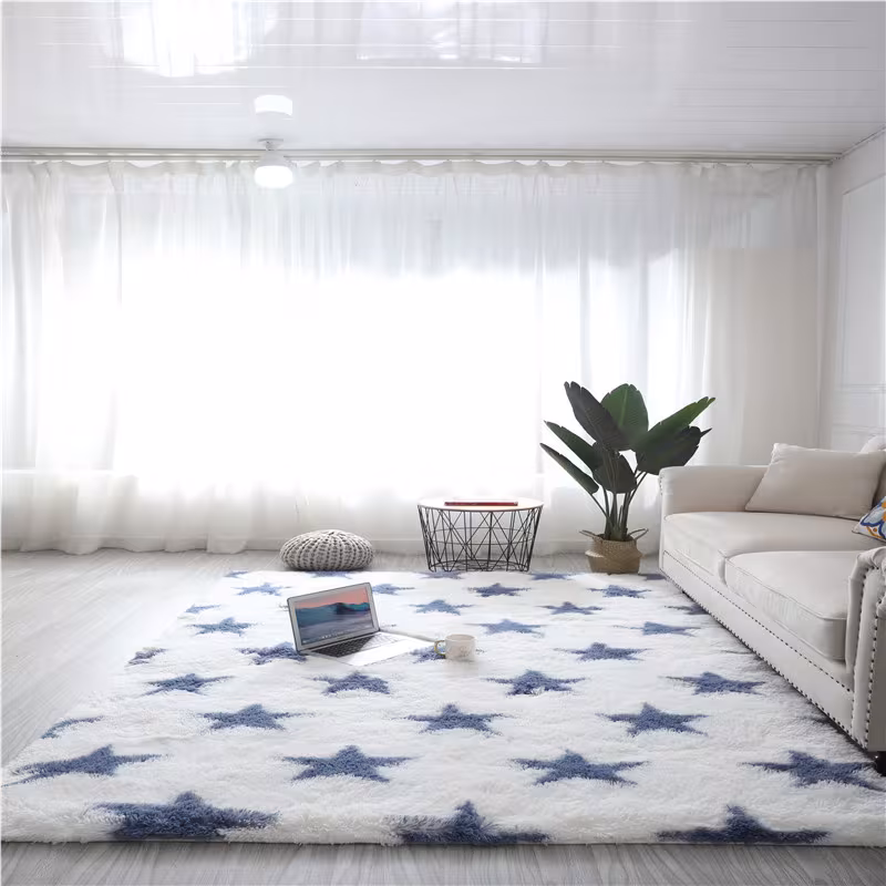 Tie-Dye Gradient Color Printed Silk Wool Carpet