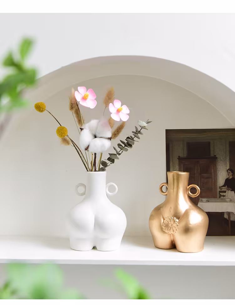 Nordic Human Body Ceramics Vases Home Decoration Accessories Office Dining Table Flower Arrangement Container Dried Flower Vases