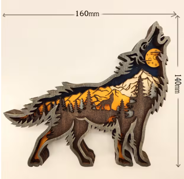 Christmas Decoration Wooden Animal Carving Handcraft Gift Wall Hanging Sculpture 3D Bear Deer Elk Art Decor New Year Ornaments