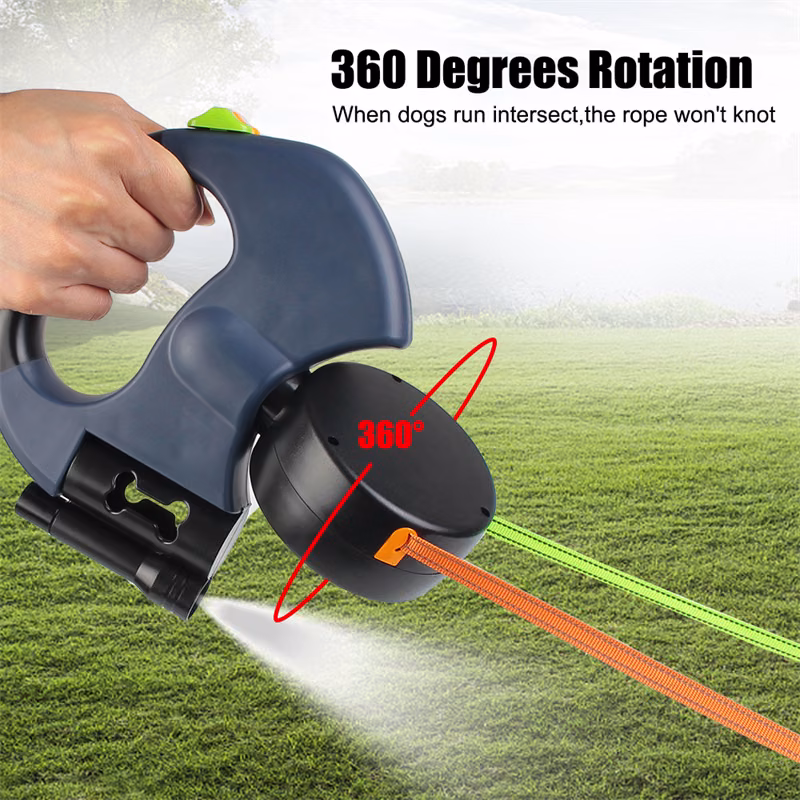 Retractable Dog Leash For Small Dogs Reflective Dual Pet Leash Lead 360 Swivel No Double Dog Walking Leash With Lights Pet Products
