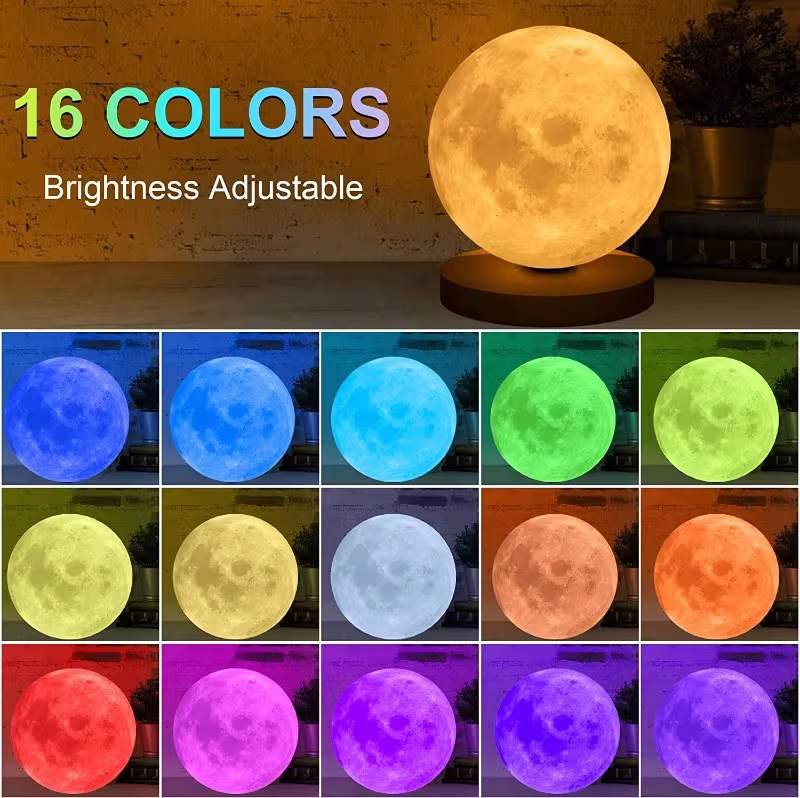 Creative 3D Magnetic Floating Levitating Moon Lamp Touch Control 3 Color Moon Light Lunar Night Light For Home Office Room Decor