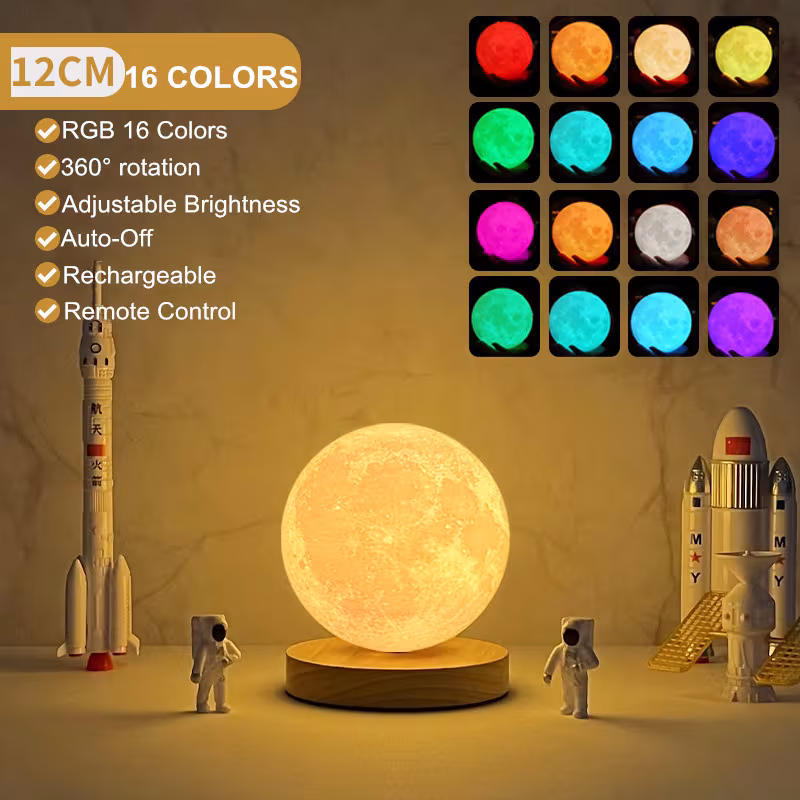 Creative 3D Magnetic Floating Levitating Moon Lamp Touch Control 3 Color Moon Light Lunar Night Light For Home Office Room Decor