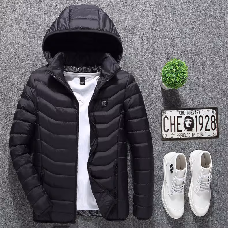 Winter Heated Jacket USB Electric Cotton Coat Zip-up Heater Thermal Clothing Heating Vest For Men