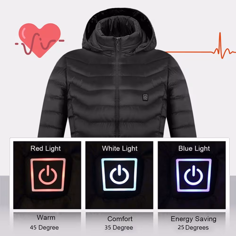 Winter Heated Jacket USB Electric Cotton Coat Zip-up Heater Thermal Clothing Heating Vest For Men