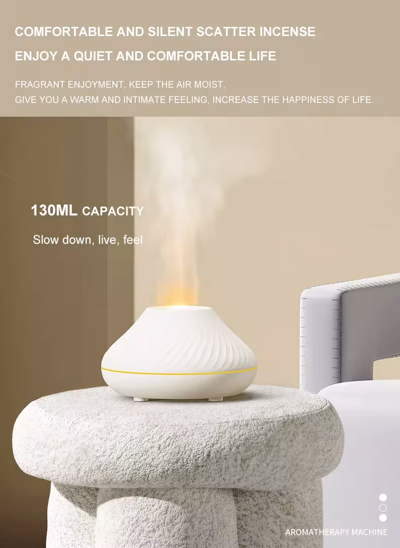 Newest RGB Flame Aroma Diffuser 130Ml 3d Colorful Flame Humidifier Fire Volcano Diffuser Flame