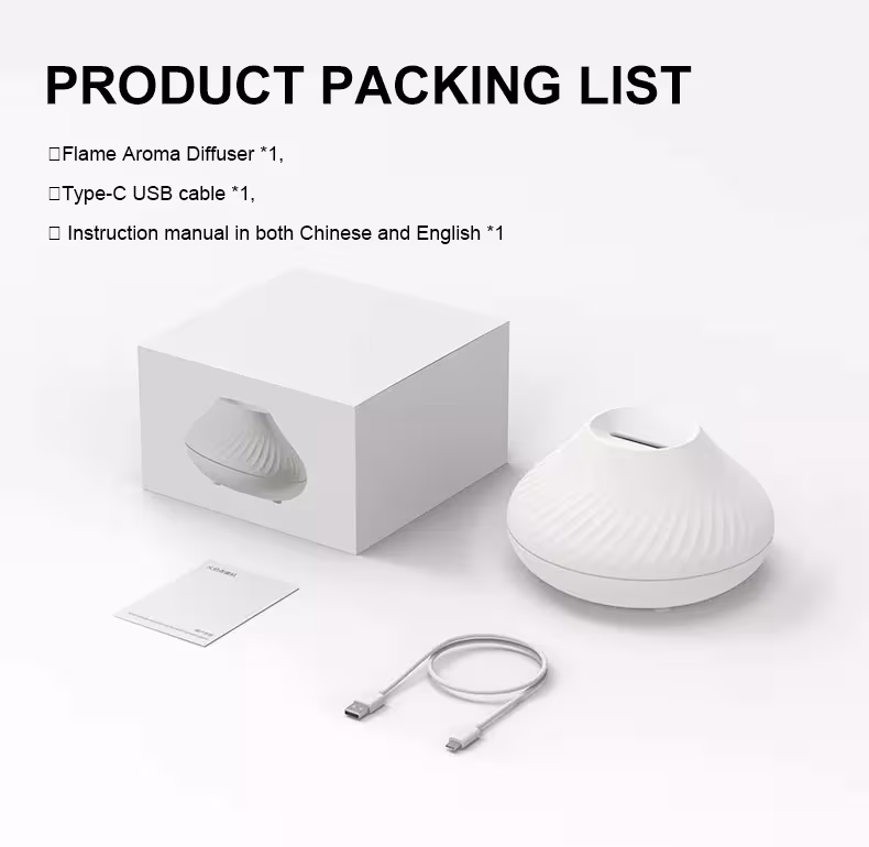 Newest RGB Flame Aroma Diffuser 130Ml 3d Colorful Flame Humidifier Fire Volcano Diffuser Flame