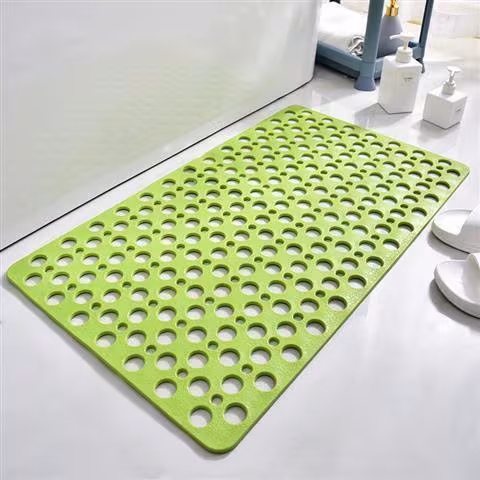 Square Non-slip Bathroom Mat With Suction Cup And Round Hole Design Shower Anti-fall Household Shower Massage Quick Drainage Mat