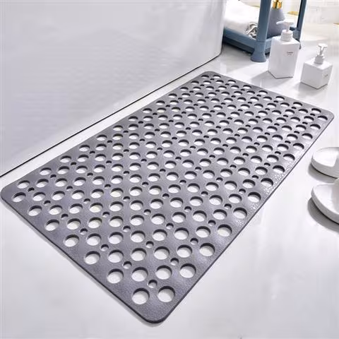 Square Non-slip Bathroom Mat With Suction Cup And Round Hole Design Shower Anti-fall Household Shower Massage Quick Drainage Mat