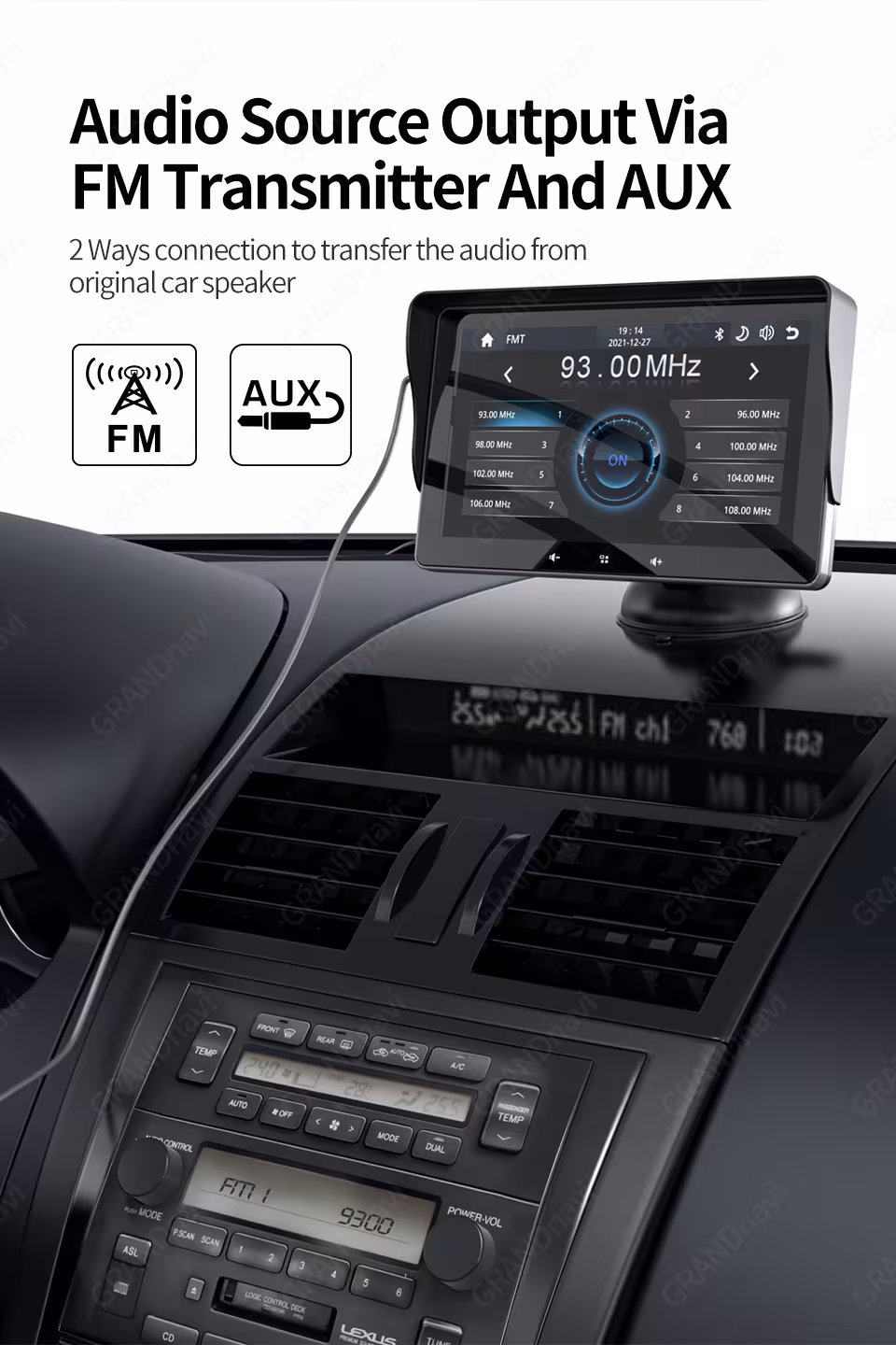 7 Car Wireless CarPlay Display Cigarette Lighter Interface Suction Cup Universal
