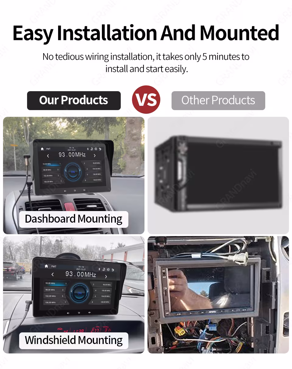7 Car Wireless CarPlay Display Cigarette Lighter Interface Suction Cup Universal