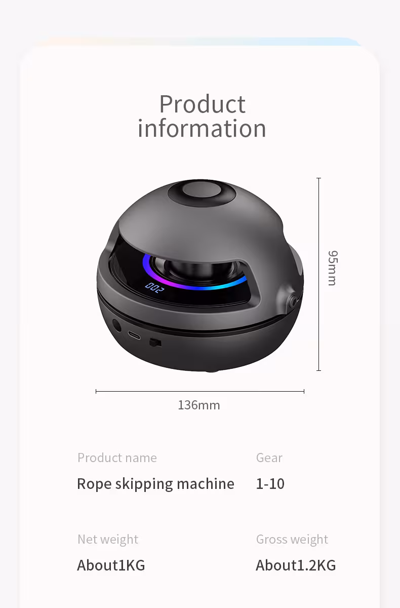 Smart Rope Skipping Machine Smart Jump Rope Machine 10-level Speed Adjustment Led Seven-color Light Wireless Music Function