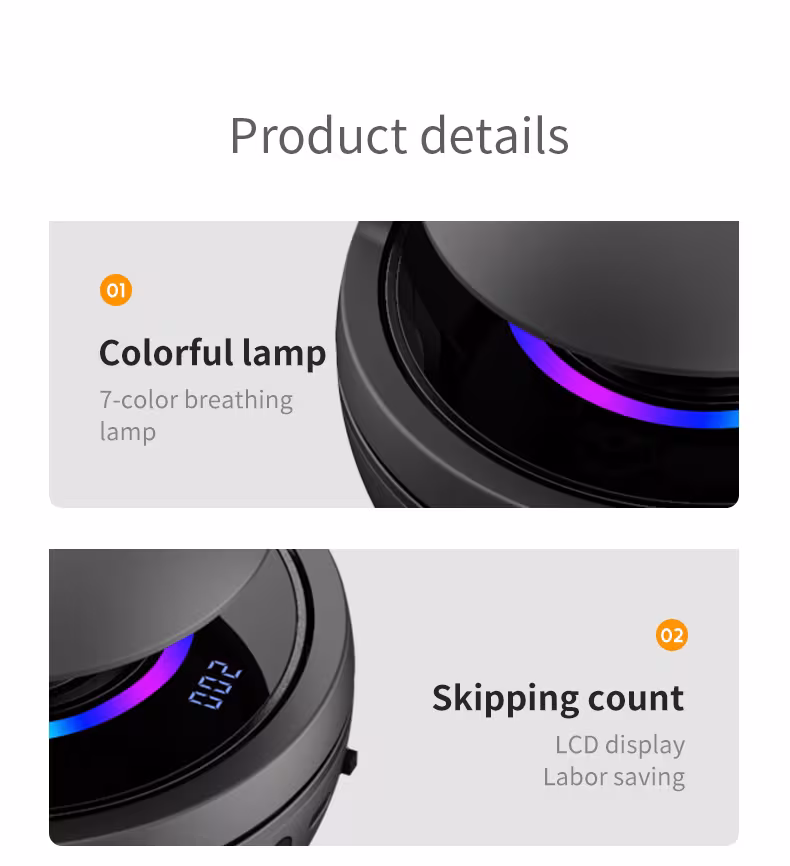 Smart Rope Skipping Machine Smart Jump Rope Machine 10-level Speed Adjustment Led Seven-color Light Wireless Music Function