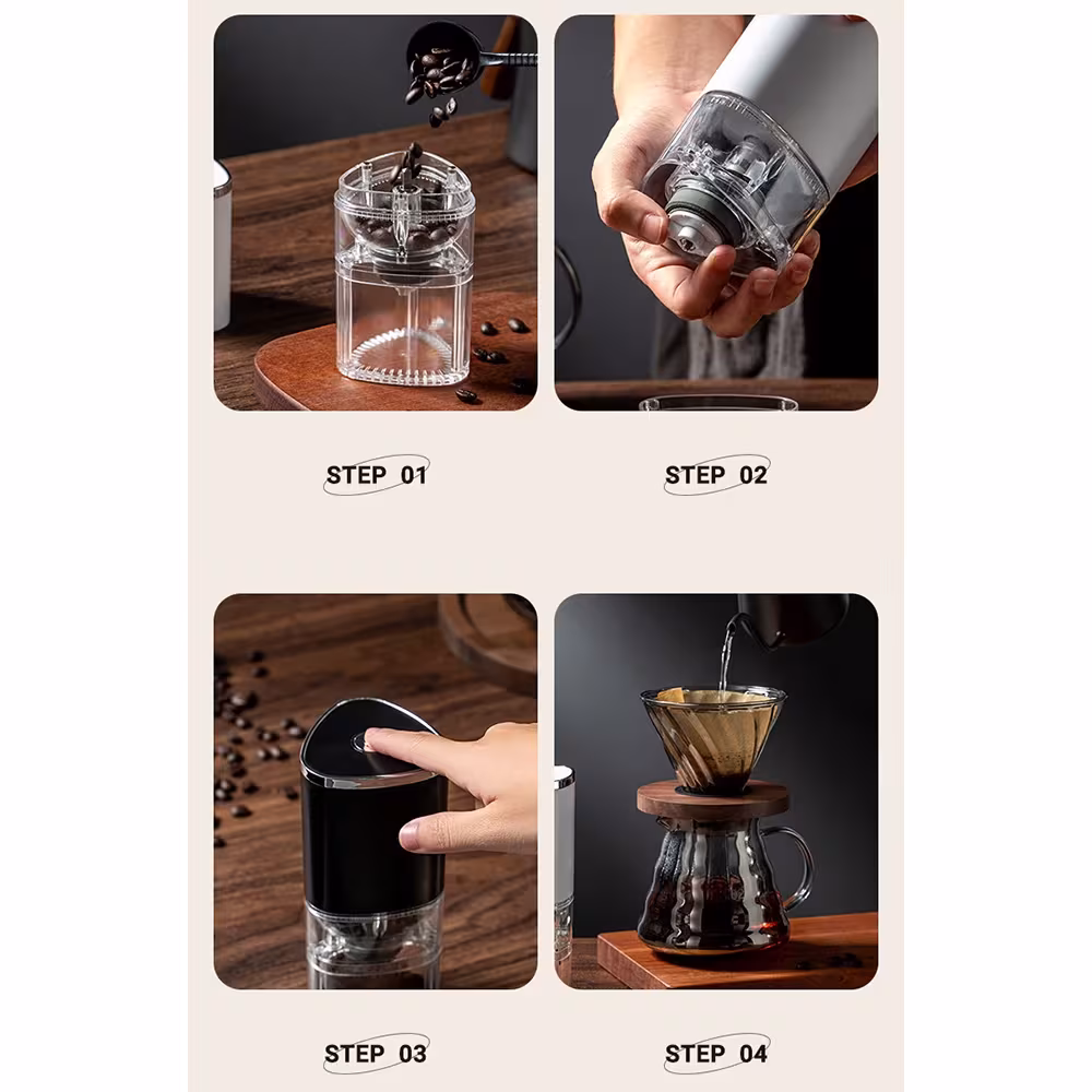 Electric Coffee Grinder Coffee Bean Grinder Cafe Automatic Portable USB Rechargeable Food Crusher For Drip Coffee Kitchen Gadgets