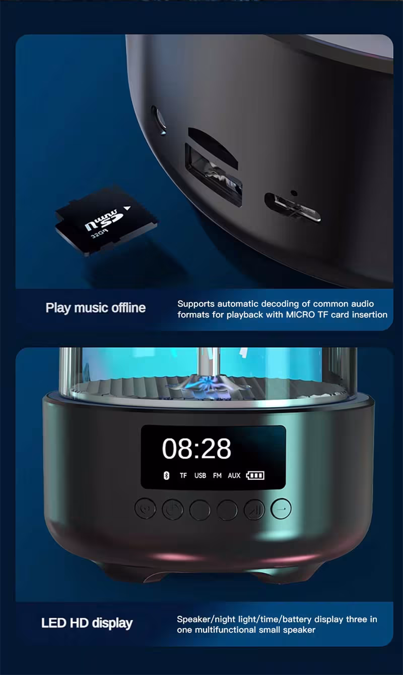 Creative 3in1 Colorful Jellyfish Lamp With Clock Luminous Portable Stereo Breathing Light Smart Decoration Bluetooth-compatible Speaker