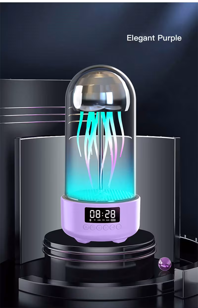 Creative 3in1 Colorful Jellyfish Lamp With Clock Luminous Portable Stereo Breathing Light Smart Decoration Bluetooth-compatible Speaker