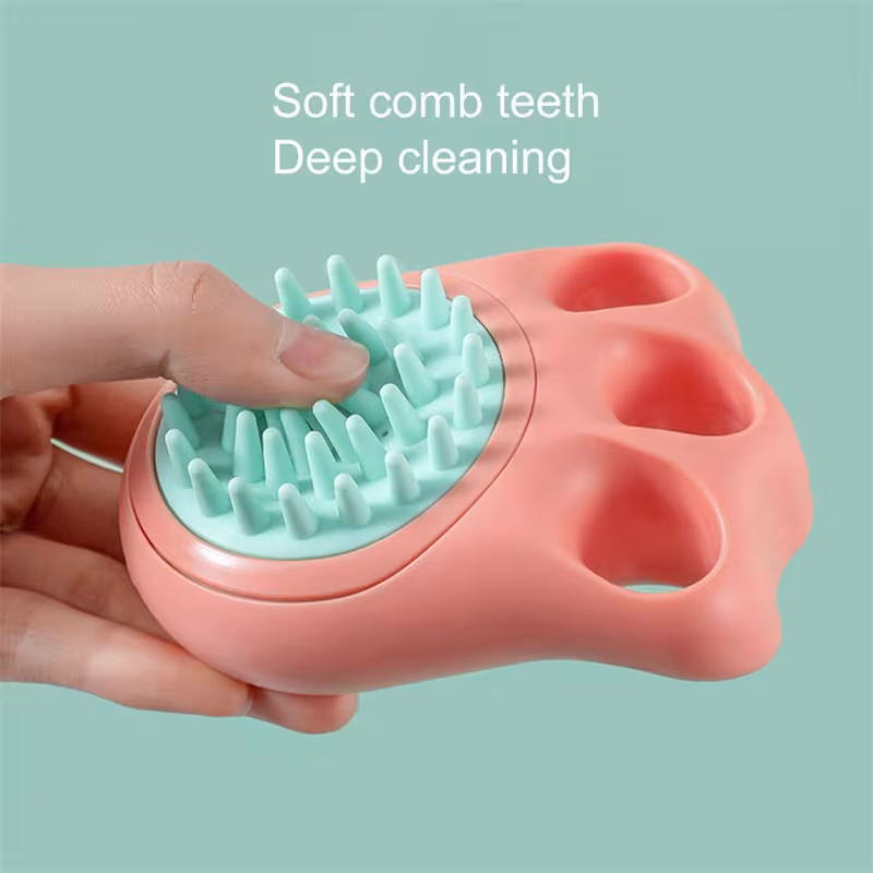 Durable Cat Paw Bath Brush Fine Foaming Labor-saving Cartoon Shape Pet Dog Cat Pet Hair Grooming Brush Reusable Dog Hair Comb Pet Products