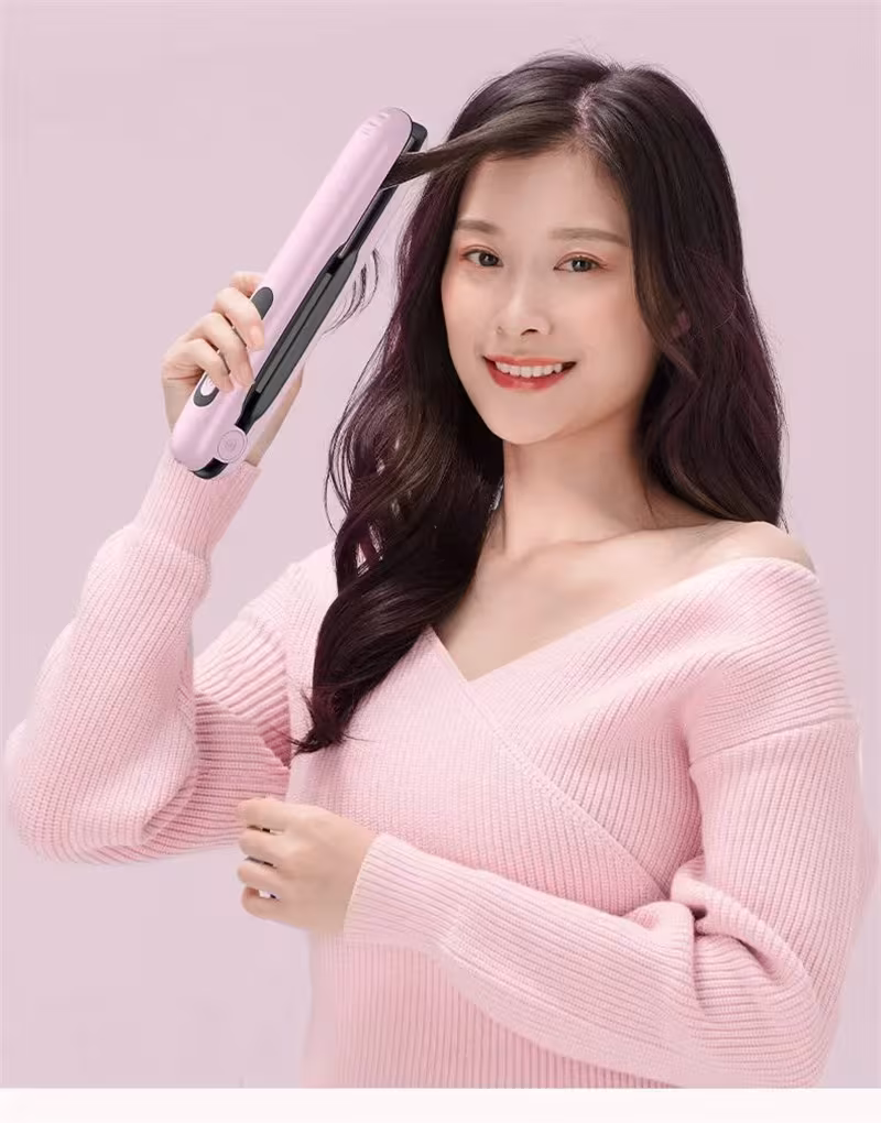 Wireless Hair Straightener Flat Iron Mini 2 IN 1 Roller USB 5000mAh Max 200 Degree Portable Cordless Curler 4 Levels Dry And Wet Uses