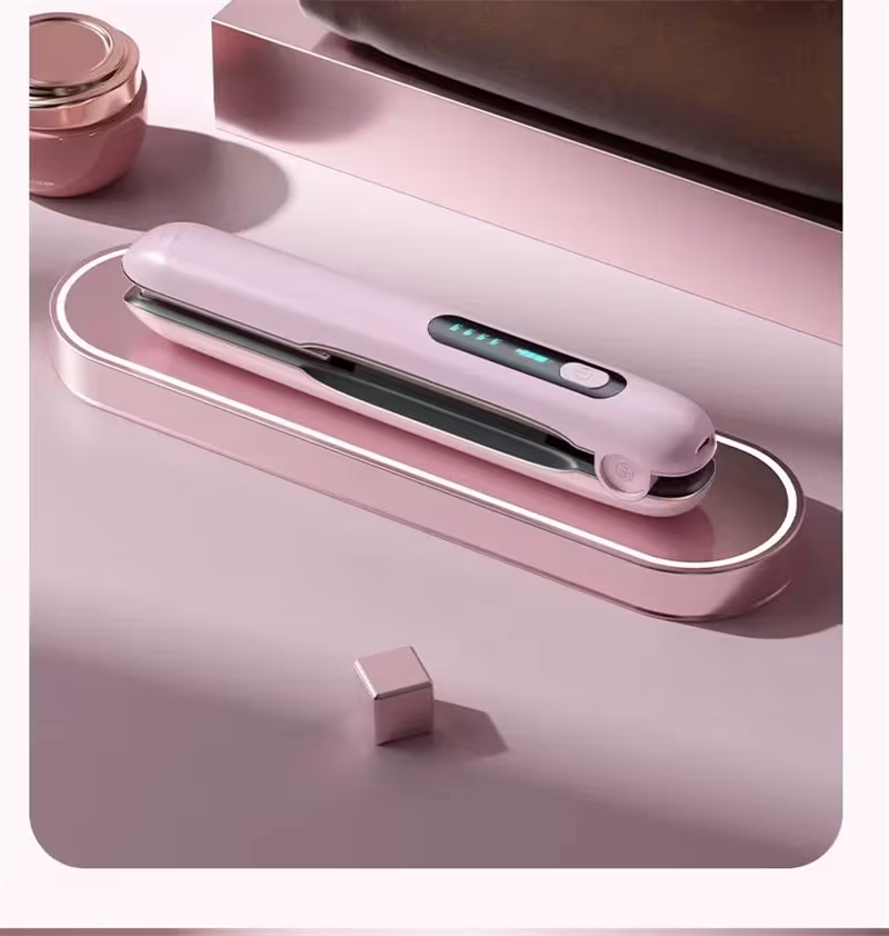 Wireless Hair Straightener Flat Iron Mini 2 IN 1 Roller USB 5000mAh Max 200 Degree Portable Cordless Curler 4 Levels Dry And Wet Uses