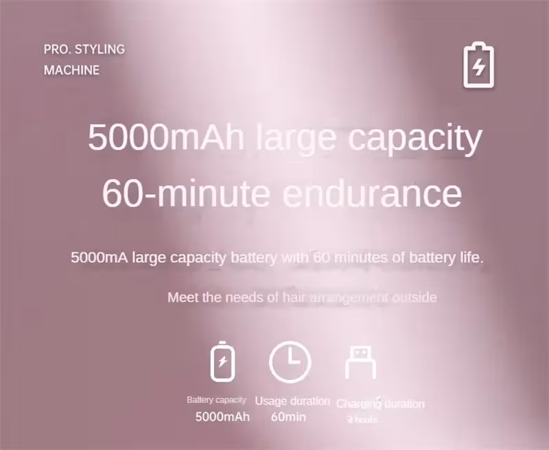 Wireless Hair Straightener Flat Iron Mini 2 IN 1 Roller USB 5000mAh Max 200 Degree Portable Cordless Curler 4 Levels Dry And Wet Uses
