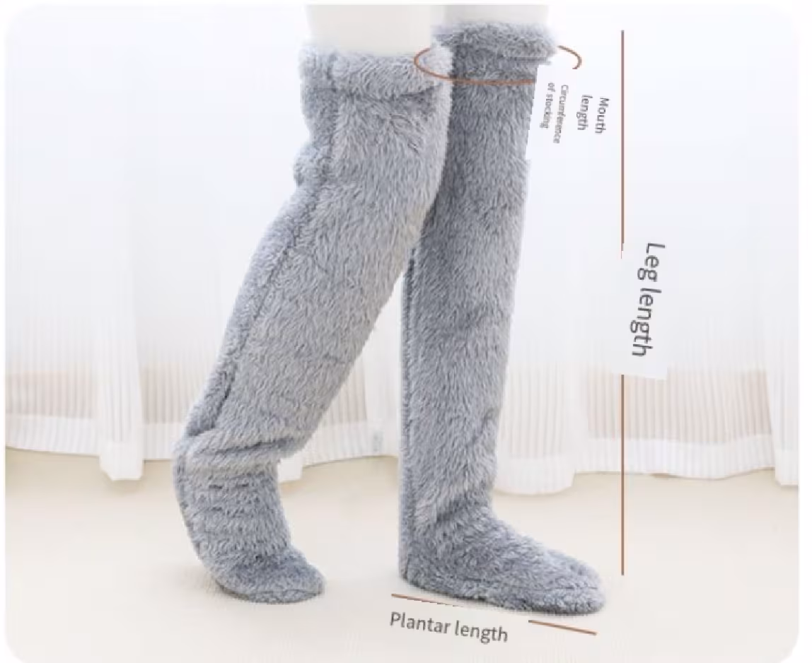 Over Knee High Fuzzy Long Socks Winter Warm Cold Leg Knee Joint Cold-proof Stockings Home Floor Sleeping Socks