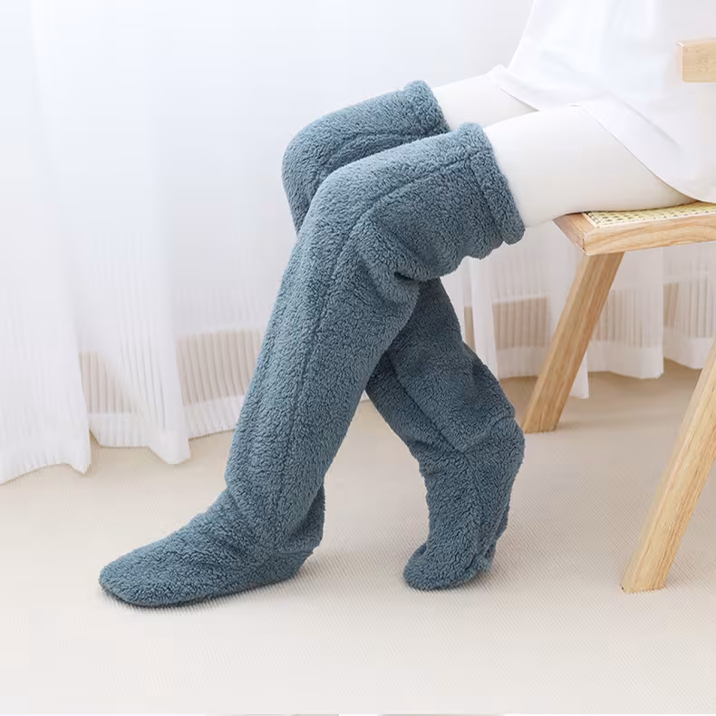 Over Knee High Fuzzy Long Socks Winter Warm Cold Leg Knee Joint Cold-proof Stockings Home Floor Sleeping Socks