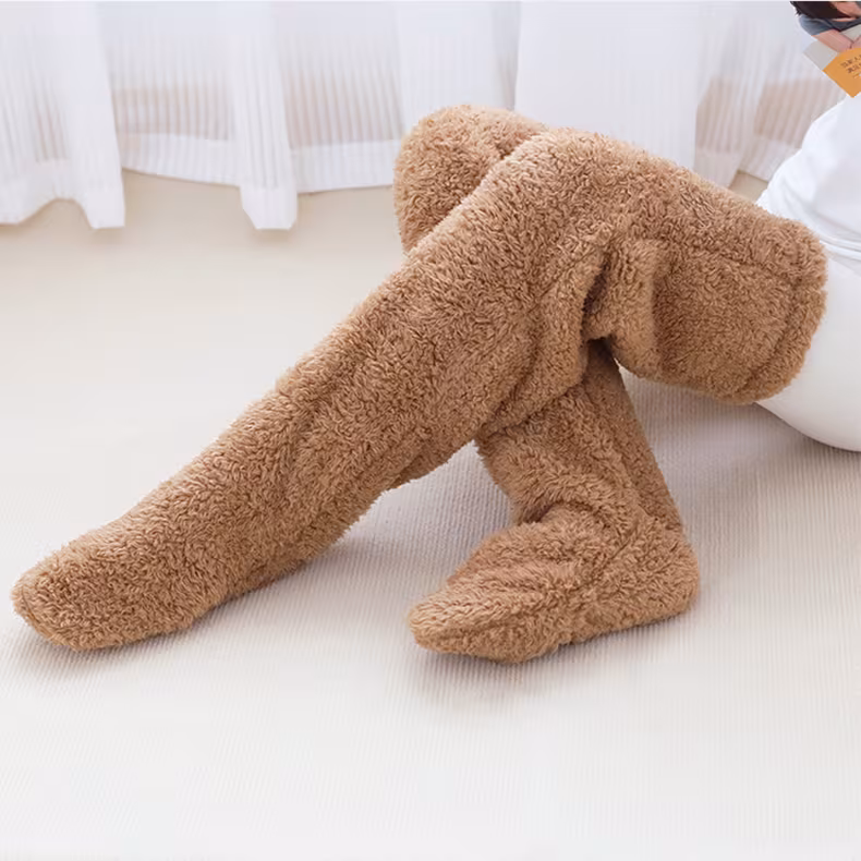 Over Knee High Fuzzy Long Socks Winter Warm Cold Leg Knee Joint Cold-proof Stockings Home Floor Sleeping Socks