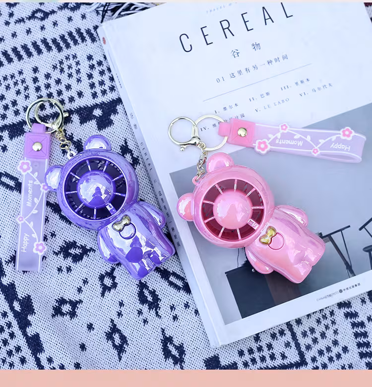 Student Summer Cartoon Fan Pendant Keychain